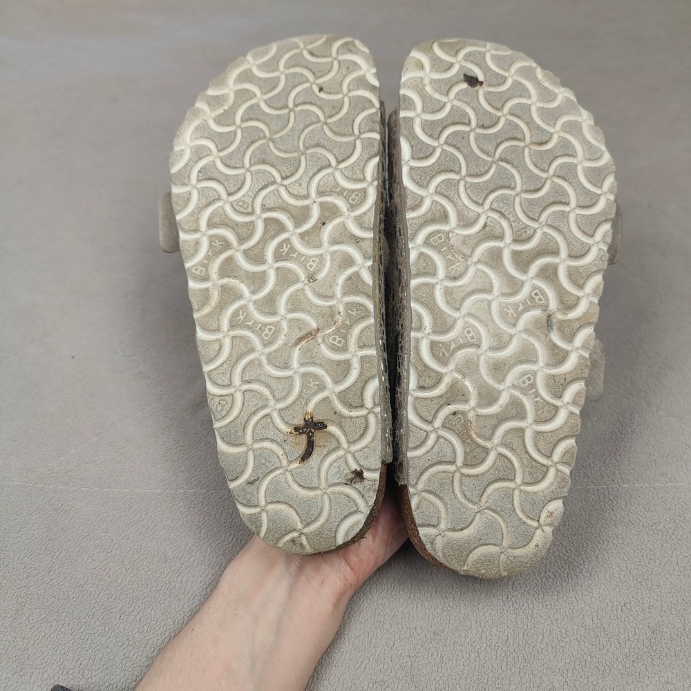 Birkenstock Arizona Sandals Womens 37 US 6 Stone Silver Metallic Slides Boho - Picture 8 of 9